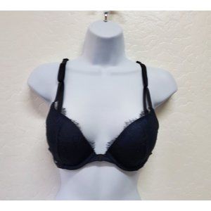 34C Victoria's Secret Bra Blue Lace Padded Underwire Front Closure
